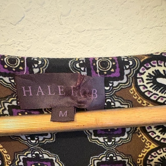 Hale Bob Women's Long Sleeve Straight Dress Knee Length Lined Colorful Paisley M - Picture 4 of 5